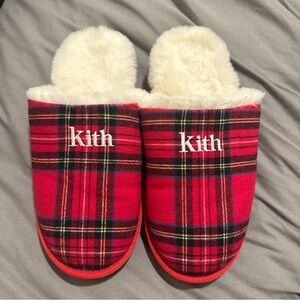 Kith Flannel Sherpa Slippers Red